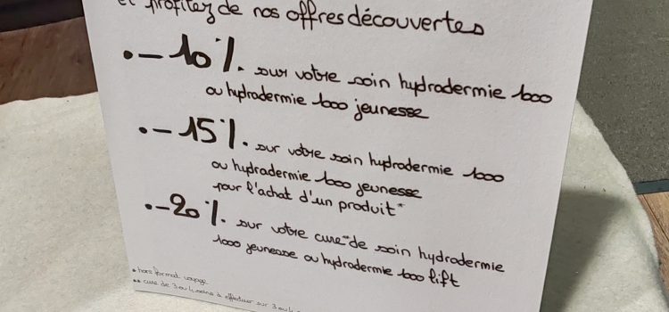 Nouveau soin : Hydradermie 1000